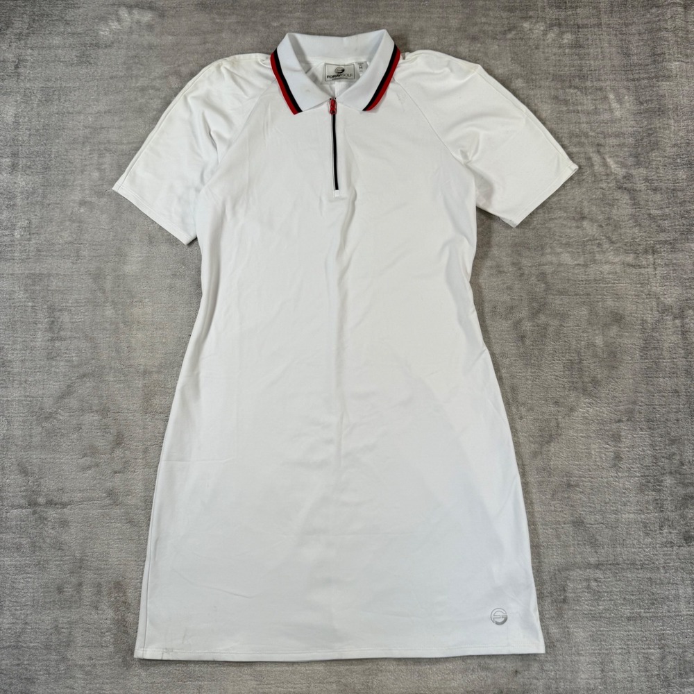 Foray Golf Polo Dress Womens Medium Tall White Quarter Zip Short Sleeve Athletic